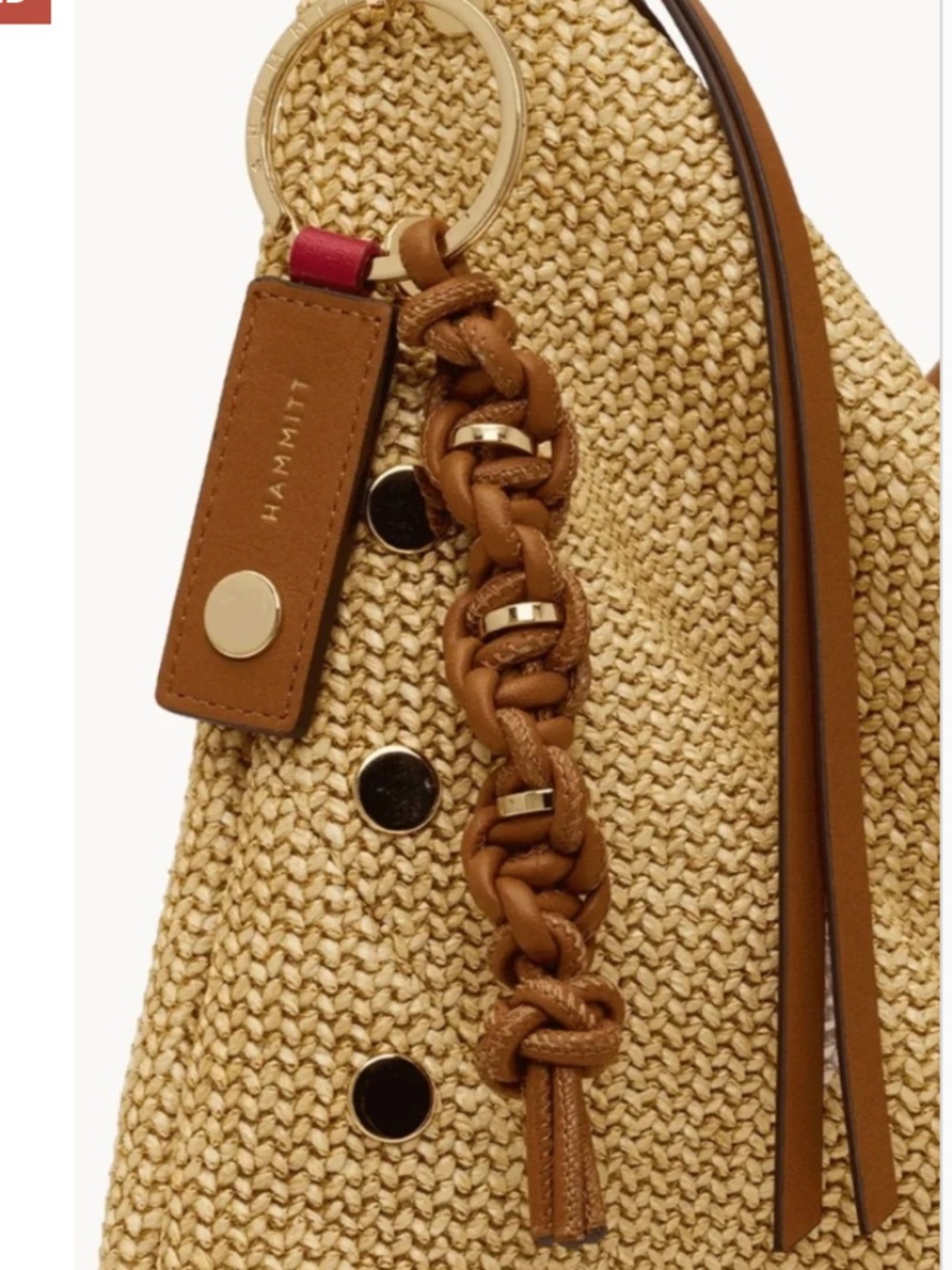 Hammitt Knotted Cocoa Leather Key Ring/Bag Charm - NEW w/tags